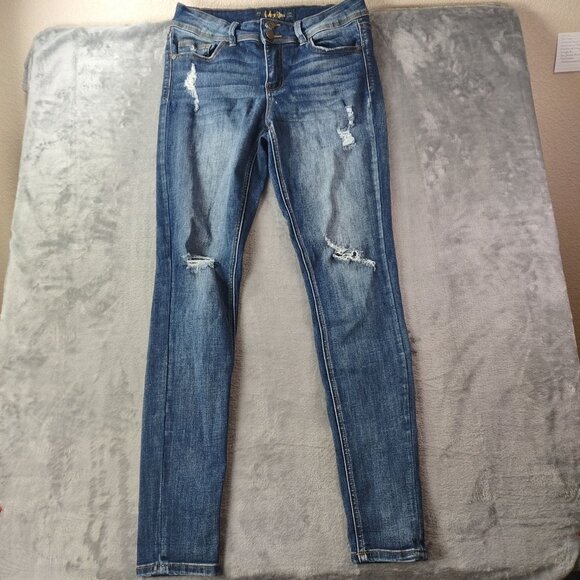 Indigo Rein Women Distressed Skinny Casual Jeans Size 9 W28 L27 Stretch Mid Rise - Picture 1 of 10